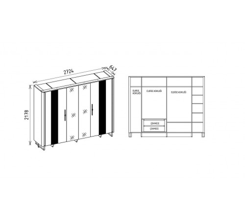 Шкаф шестидверный Миранте (Mirante) MINT-34