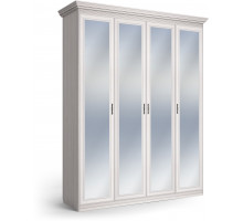 Шкаф 4-х дверный зеркальный Неаполь Ясень анкор светлый (патина "серебро")