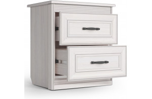 Спальня Неаполь 2 Ясень анкор светлый (патина "серебро") экокожа «polo» белая.