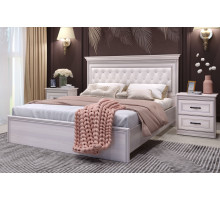 Спальня Неаполь Ясень анкор светлый (патина "серебро") экокожа «polo» белая.