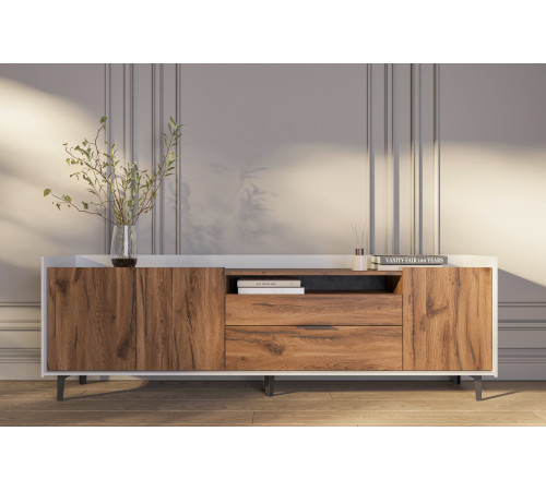 Гостиная Модена Белая/Дуб Элисон